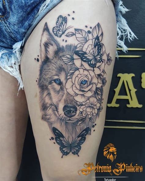 tatuagem feminina de lobo na coxa|As 10 melhores ideias e inspirações de tatuagem lobo feminina coxa